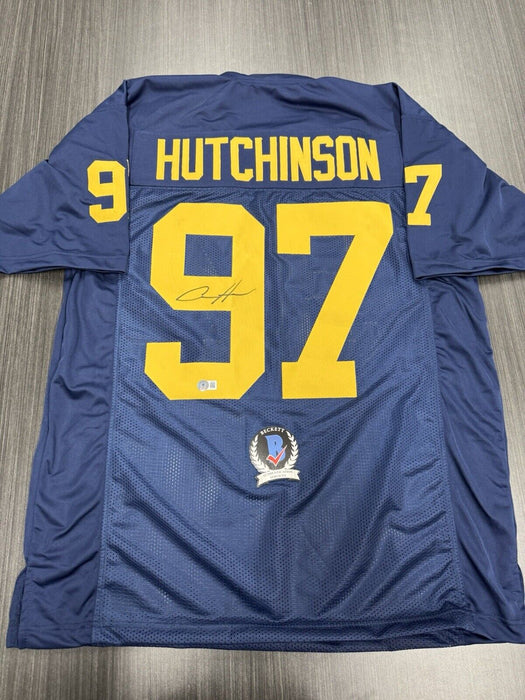 Aidan Hutchison Signed Michigan Wolverines Custom Jersey Beckett COA