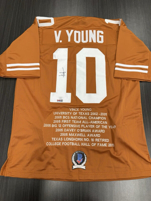 Vince Young Signed Texas Longhorns Custom Jersey Beckett COA