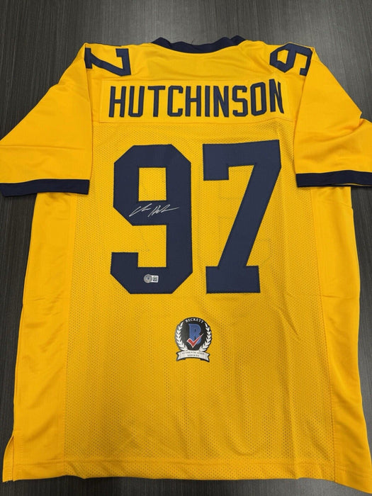 Aidan Hutchinson Signed Michigan Wolverines Custom Jersey Beckett COA