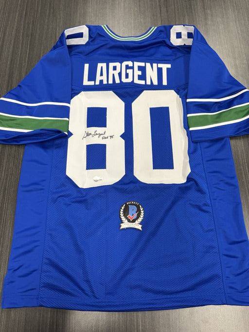 Steve Largent Signed Seattle Seahawks Custom Jersey Beckett COA