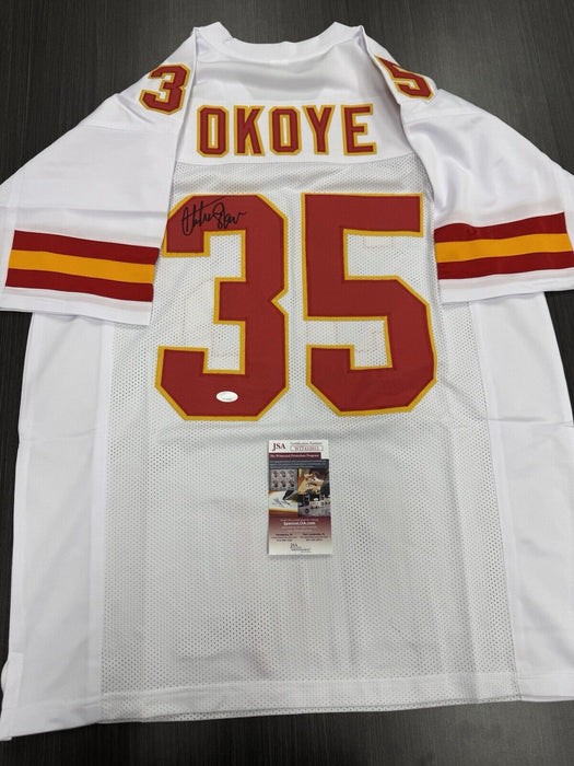 Christian Okoye Signed Kansas City Chiefs Custom Jersey JSA COA