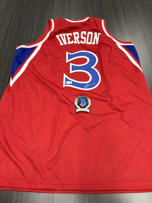 Allen Iverson Signed Philadelphia 76ers Custom Jersey Beckett COA