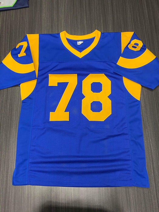 Jackie Slater Los Angeles Rams Autographed Custom Jersey JSA Inscribed