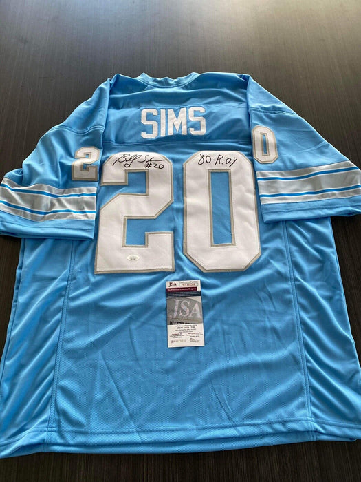 Billy Sims Detroit Lions Autographed Custom Jersey JSA Inscribed