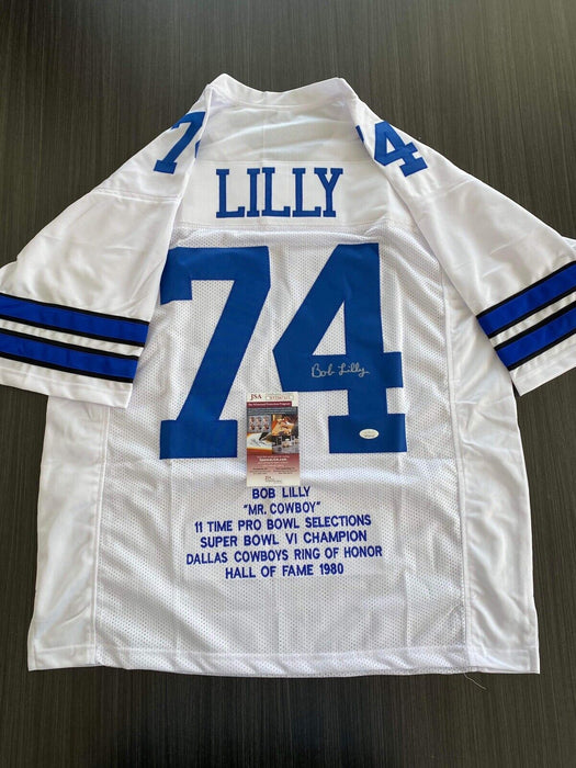 Bob Lilly Dallas Cowboys Autographed Custom Stat Jersey JSA
