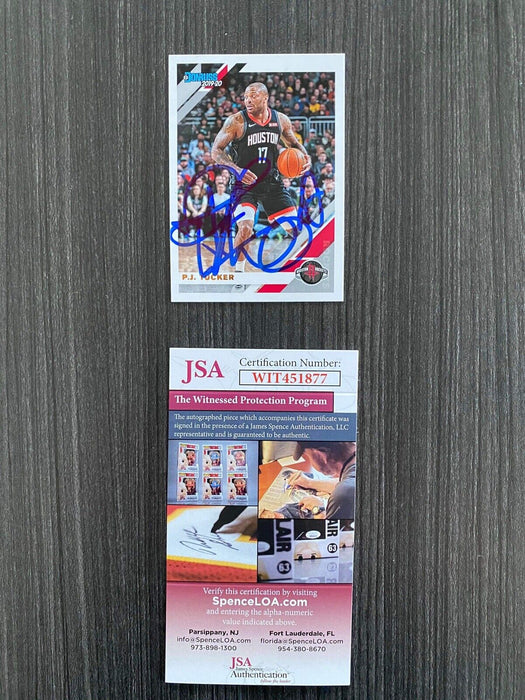 P.J. Tucker Houston Rockets Autographed 2019-20 Donruss #78 Trading Card JSA