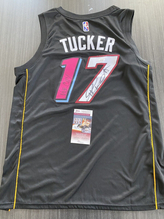 PJ Tucker Miami Heat Autographed Custom Jersey JSA Inscribed