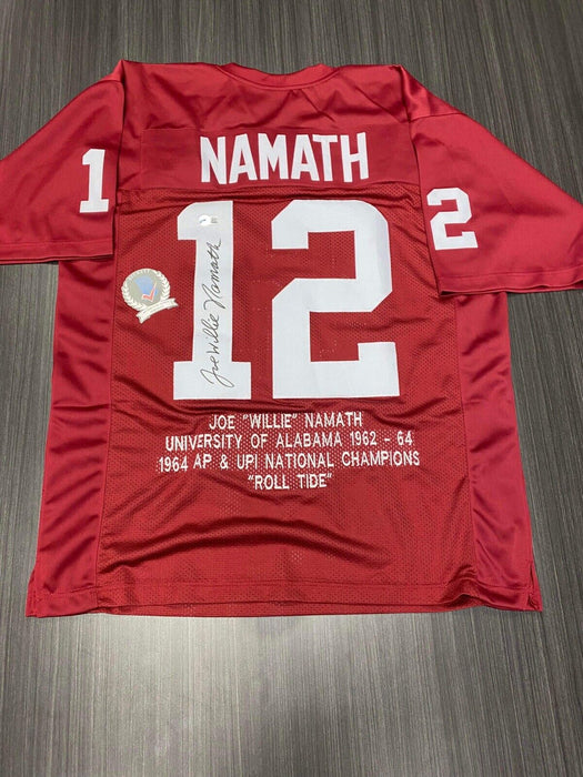 Joe Namath Alabama Crimson Tide Autographed Custom Stat Jersey Beckett