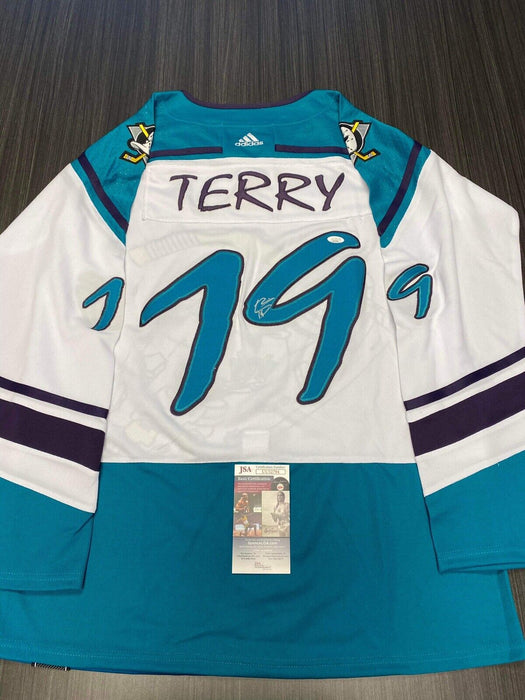 Troy Terry Anaheim Ducks Autographed Custom Jersey JSA