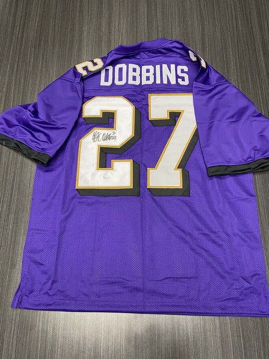 JK Dobbins Baltimore Ravens Autographed Custom Jersey JSA