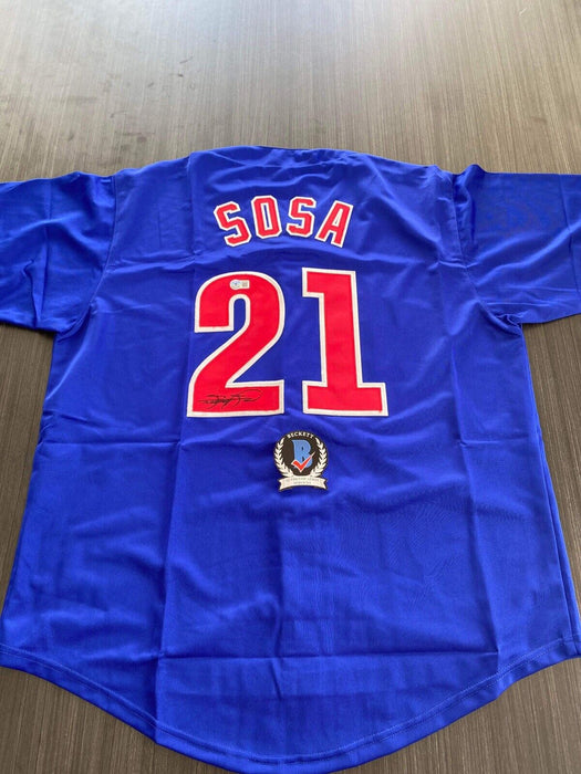 Sammy Sosa Chicago Cubs Autographed Custom Jersey Beckett