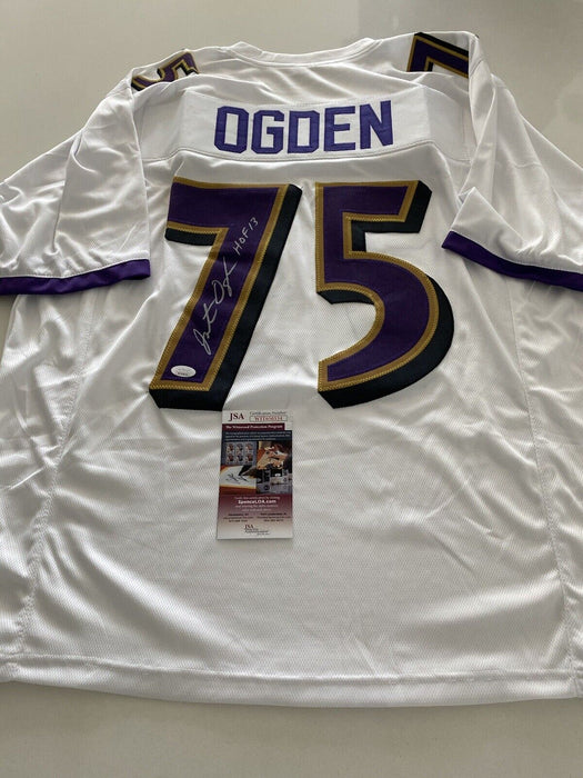 Jonathan Ogden Baltimore Ravens Autographed Custom Jersey JSA Inscribed