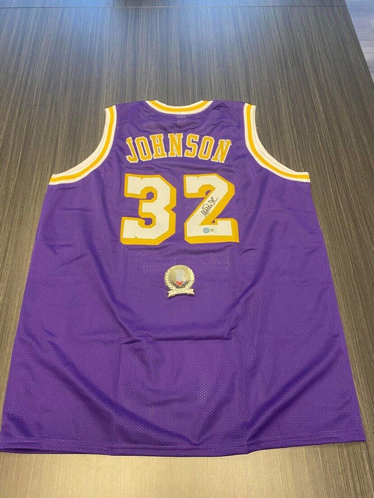 Magic Johnson Los Angeles Lakers Autographed Custom Jersey Beckett