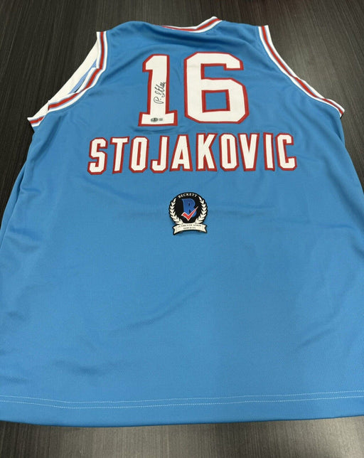 Peja Stojakovic Signed Sacramento Kings Custom Jersey Beckett COA