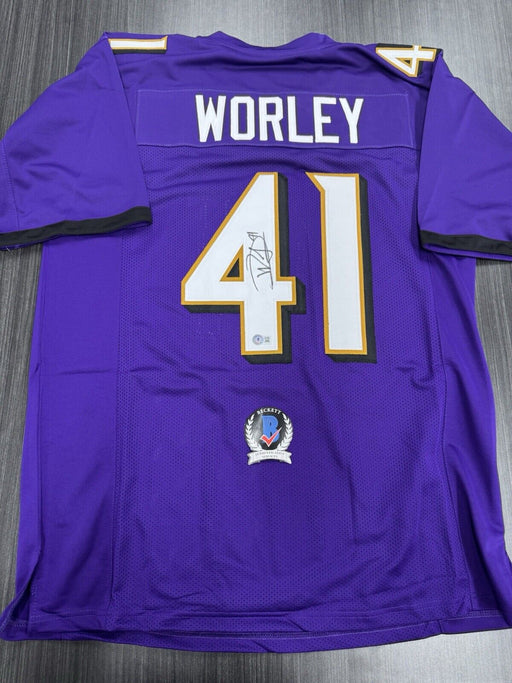 Daryl Worley Signed Baltimore Ravens Custom Jersey Beckett COA