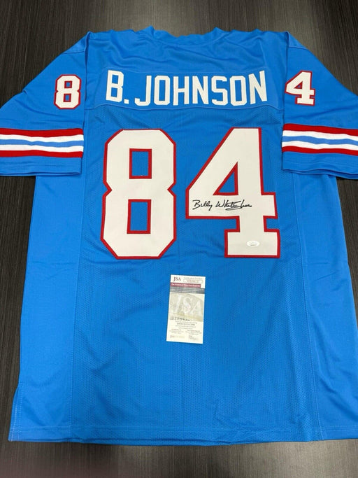 Billy white shoes Johnson Signed Tennessee Titans Custom Jersey JSA COA