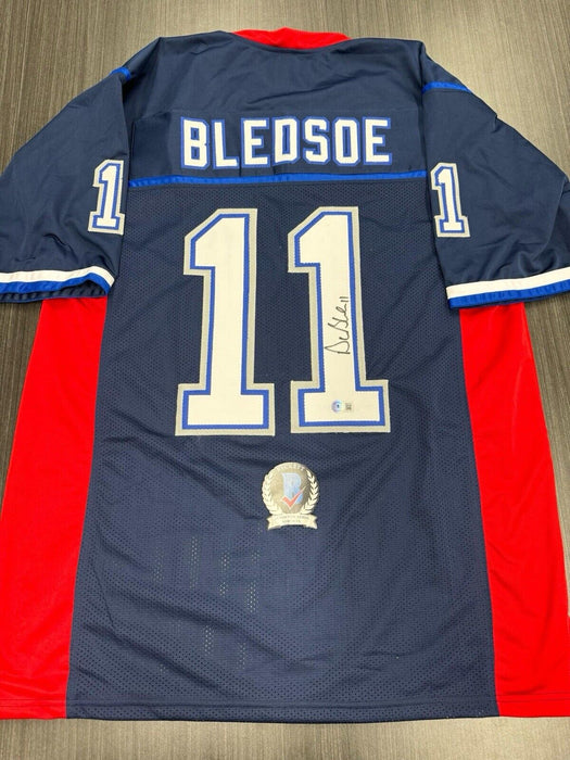 Drew Bledsoe Signed Buffalo Bills Custom Jersey Beckett COA