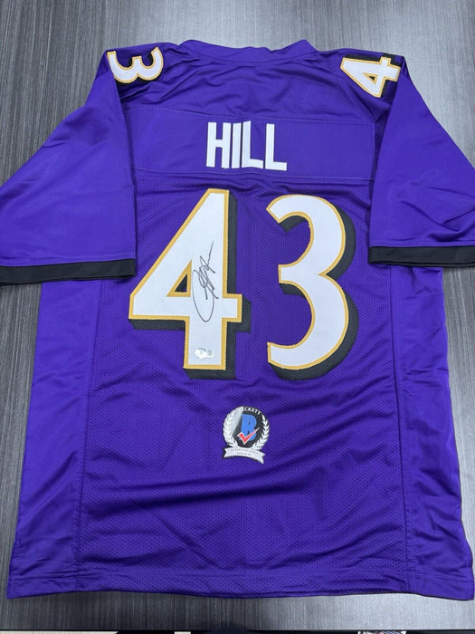 Justice Hill Signed Baltimore Ravens Custom Jersey Beckett COA
