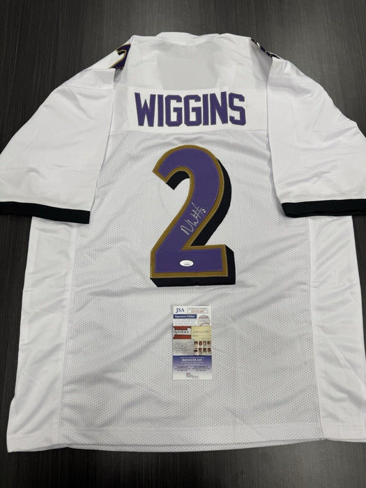 Nate Wiggins Signed Baltimore Ravens Custom Jersey JSA COA