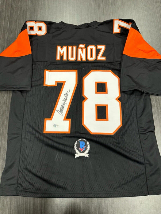 Anthony Munoz Signed Cincinnati Bengals Custom Jersey Beckett COA