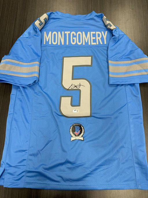 David Montgomery Signed Detroit Lions Custom Jersey Beckett COA