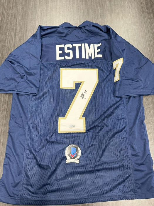 Audric Estime Signed Notre Dame Fighting Irish Custom Jersey Beckett COA