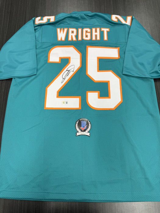 Jaylen Wright Signed Miami Dolphins Custom Jersey Beckett COA