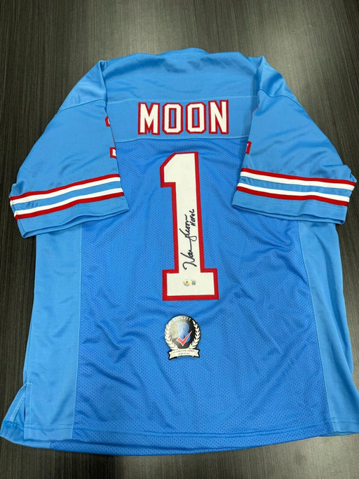 Warren Moon Signed Tennessee Titans Custom Jersey Beckett COA