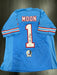 Warren Moon Signed Tennessee Titans Custom Jersey Beckett COA