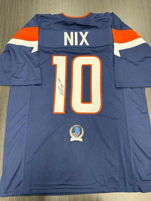 Bo Nix Signed Denver Broncos Custom Jersey Beckett COA