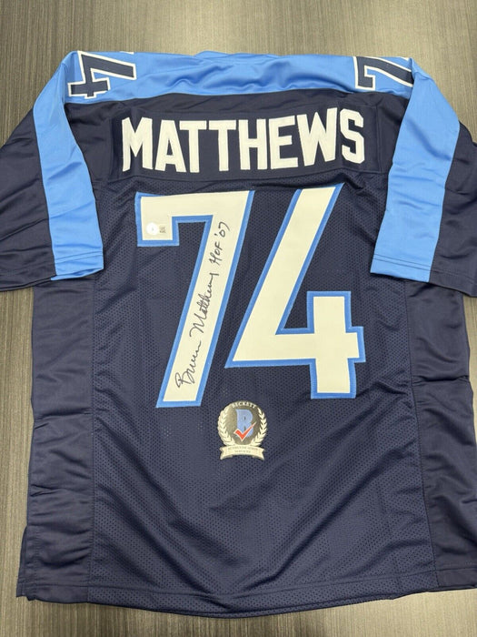 Bruce Matthews Signed Tennessee Titans Custom Jersey Beckett COA