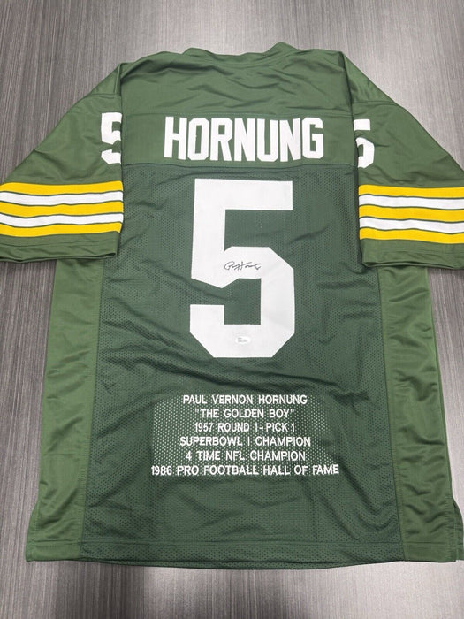 Paul Hornung Signed Green Bay Packers Custom Jersey JSA COA