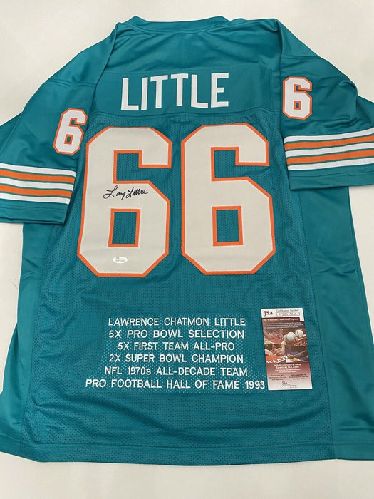 Larry Little Miami Dolphins Autographed Custom Stat Jersey JSA