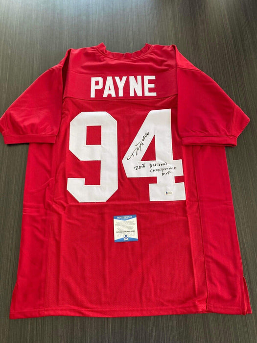 Daron Payne Alabama Crimson Tide Autographed Custom Jersey Beckett Inscribed