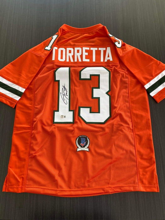 Gino Torretta Miami Hurricanes Autographed Custom Jersey Beckett