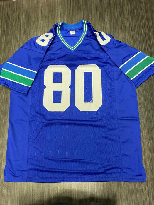 Steve Largent Seattle Seahawks Autographed Custom Jersey Beckett Inscribed