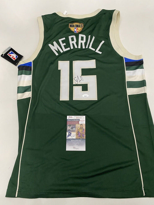 Sam Merrill Milwaukee Bucks Autographed Custom Finals Jersey JSA