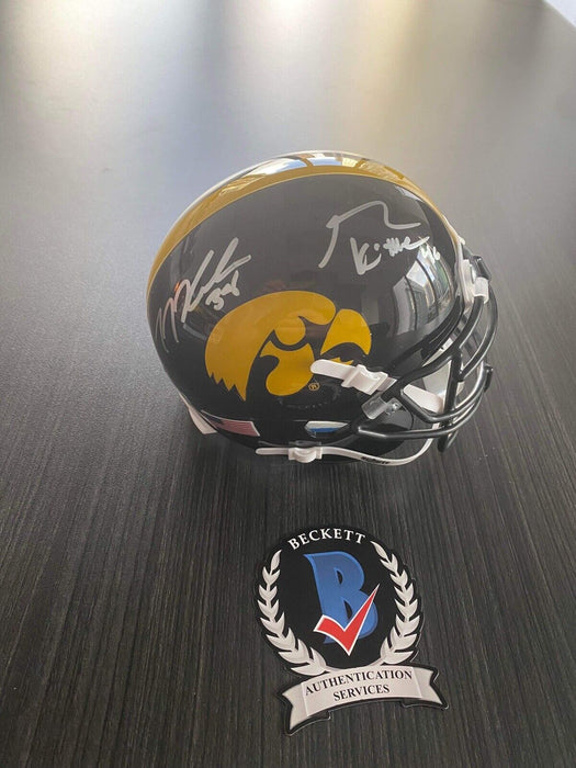 George Kittle, TJ Hockenson Iowa Hawkeyes Autographed  Mini Helmet Beckett