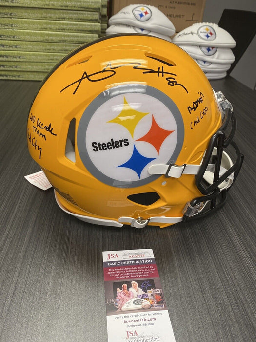 Antonio Brown Pittsburgh Steelers Autographed Authentic Full Size Helmet JSA Inscribed