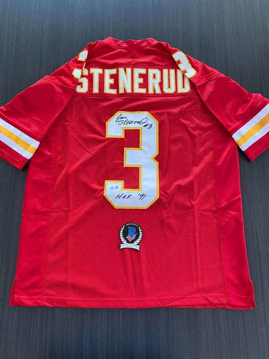 Jan Stenerud Kansas City Chiefs Autographed Custom Jersey Beckett Inscribed