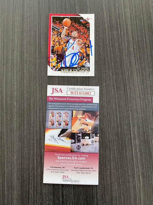 P.J. Tucker Houston Rockets Autographed 2018-19 Panini Hoops #151 Trading Card JSA