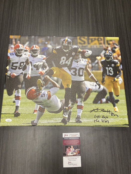 Antonio Brown Pittsburgh Steelers Autographed 16x20 Canvas JSA Inscribed