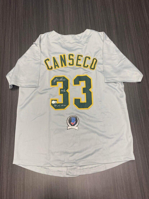 Jose Canseco Oakland Athletics Autographed Custom Jersey Beckett Inscribed