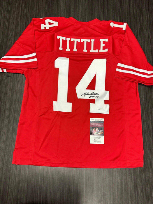 Y.A. Tittle San Francisco 49ers Autographed Custom Jersey JSA Inscribed