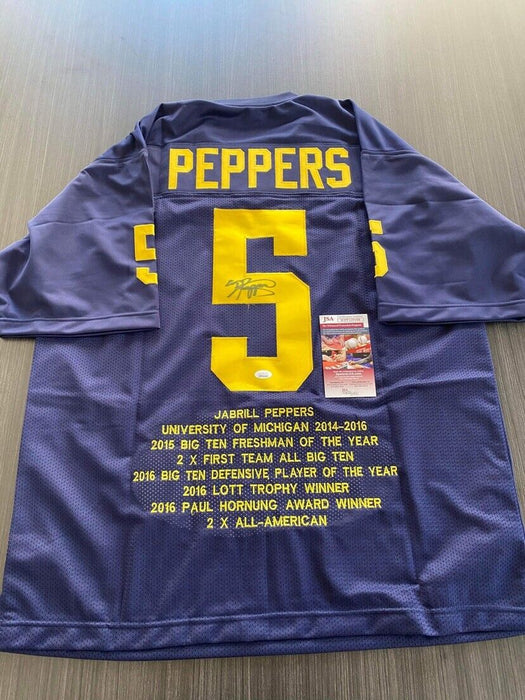 Jabril Peppers Michigan Wolverines Autographed Custom Stat Jersey JSA