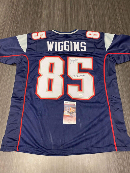 Jermaine Wiggins New England Patriots Autographed Custom Jersey JSA Inscribed