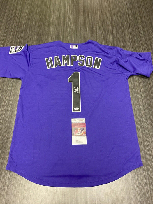 Garrett Hampson Colorado Rockies Autographed Custom Jersey JSA