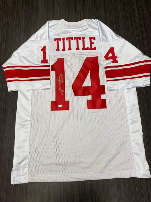 Y.A. Tittle New York Giants Autographed Custom Jersey Leaf