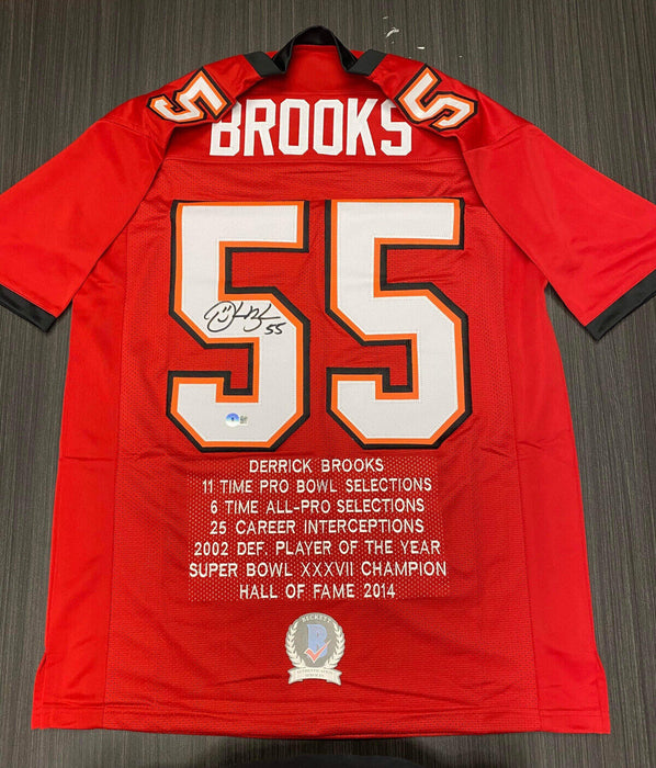 Derrick Brooks Tampa Bay Buccaneers Autographed Custom Stat Jersey Beckett