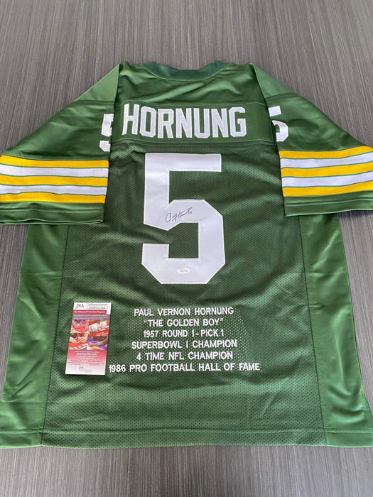 Paul Hornung Green Bay Packers Autographed Custom Stat Jersey JSA